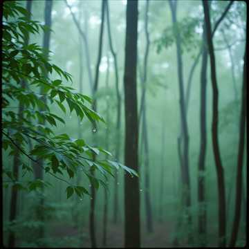 Relaxing white noise with gentle rain, forest ambience, and soft wind tones